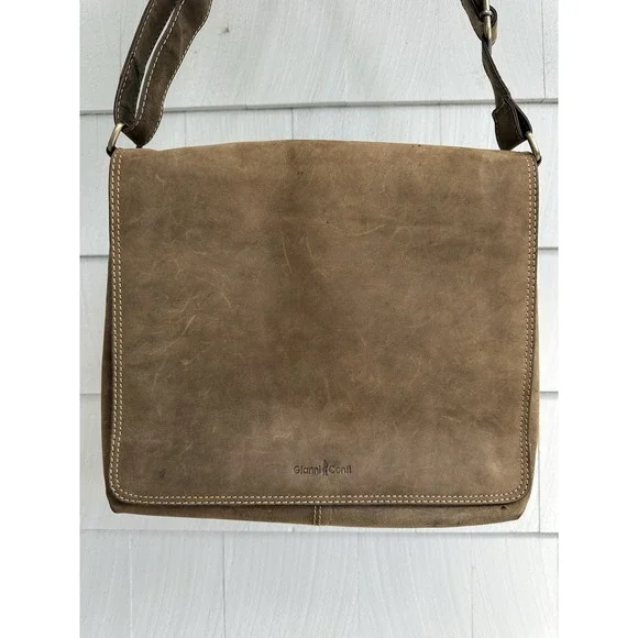 Gianni Conti Italian Leather Messenger Bag, Dark Brown, Fits Devices Up to 12" - Picture 3 of 8